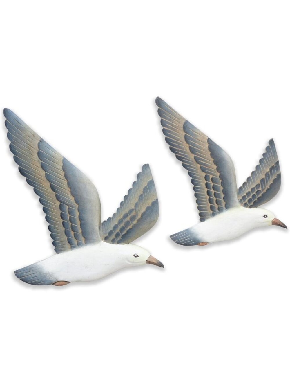 Hand-Carved Wood Flying Seagull Wall Décor Set | Coastal Rustic Beach Art 2